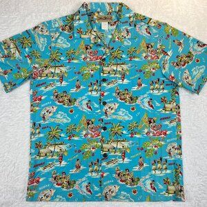 Blue Hawaii : Hawaiian Islands [M] Made in Hawaii Button-UP Short Sleeve Shirt